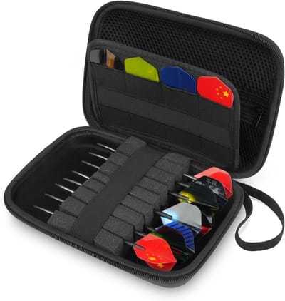 Dart Houder en EVA Opbergcase voor 8/12 Stalen en Zachte Darts, Stijlvolle en Duurzame Dart Wallet in Zwart