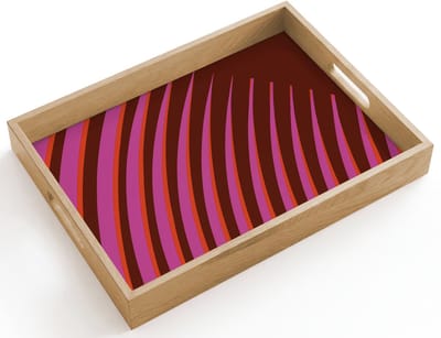 Dienblad hout 40x30 cm - Schootdienblad - Lijnen - Rood - Beweging - Borrelplank rechthoek - Plateau dienbladen