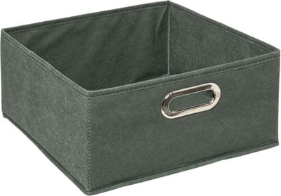 5Five Opbergmand/kastmand - grijsgroen - linnen - 14 liter - 31 x 31 x 15 cm - Opbergbox - Vakkenkast manden
