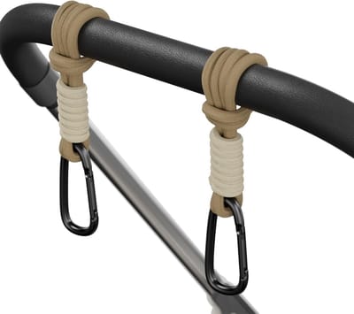 Stevige kinderwagen haken voor boodschappen en tasjes - Bruin, 2 stuks, 22 x 3.3 cm