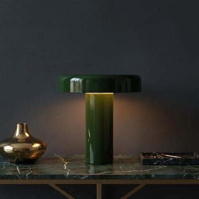 LUSENZ Arcene - Retro Tafellamp Groen Metaal 30 cm - Dressoir lamp - Gecoat metaal - E14 fitting - Met aan/uit-schakelaar