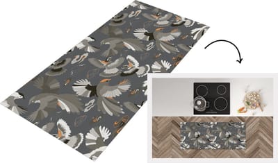 Keukenloper - Loper keuken - Vogel - Patroon - Wolken - 120x50 cm - Keukenloper vinyl