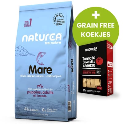 Naturea Naturals Mare Atlantic Salmon / zalm 12 kg - Plus Grain Free Koekjes