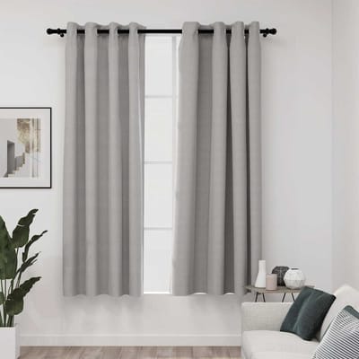 vidaXL - Gordijnen - linnen-look - verduisterend - ogen - 2 - st - 140x175 - cm - grijs