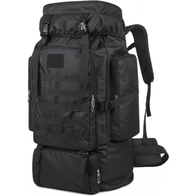 Wandelrugzak met grote capaciteit Outdoor campingrugzak Canvas trekkingrugzak zwart