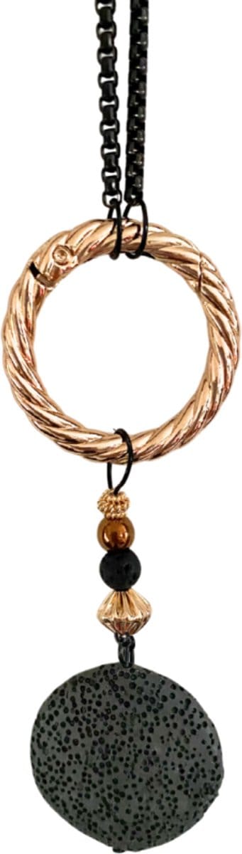 Ketting- Sita- Lavasteen- koperkleur- zwart - Charme Bijoux