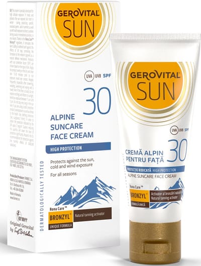 Gerovital SUN Alpine Gezichtscrème SPF30 30 ml - Zonnebrand Gezicht - UVA/UVB Bescherming - Tegen Zon, Kou & Wind