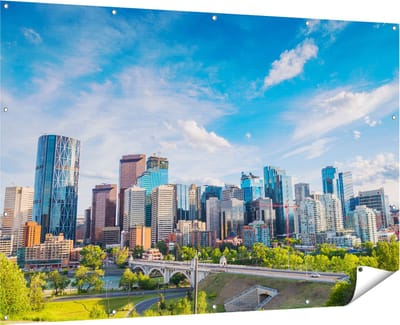 Gards Tuinposter Skyline Calgary Stad in Canada - 180x120 cm - Tuindoek - Tuindecoratie - Wanddecoratie buiten - Tuinschilderij