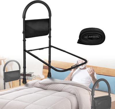 In hoogte verstelbare instaphulp voor bed met handgrepen