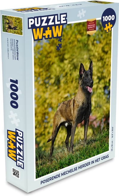 Puzzel Poserende Mechelse herder in het gras - Legpuzzel - Puzzel 1000 stukjes volwassenen