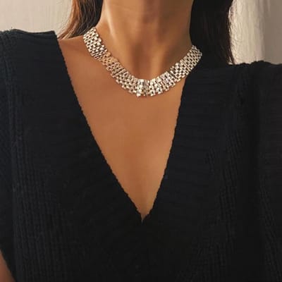 Nouveau Pendentif Choker Collier Chaîne Épaisse Exagérée Punk Gothique Heavy Metal Bijoux Mode Gothique Club Nocturne Femmes brown