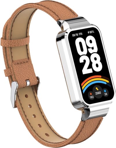 Strap-it Leren bandje met gespsluiting - geschikt voor de Xiaomi Smart Band 9 Active (bruin)