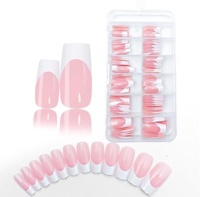 120 Franse Manicure Tips - Korte Rechthoekige en Vierkante Nageltips voor Volledige Dekking, Geschikt voor Gel- en Synthetische Manicure