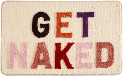 Famanu - Get Naked Badmat Beige Badkamertapijt, kleurrijke badmat, antislip, wasbaar, badmat, leuke badmat, zachte microvezel douchemat, absorber