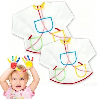 Kliederschort - 2 stuks - Verfschort - Kinderverfschort - Kinderschilderschort - Knutselschort - Kinderschort - Schilderschort - creatief speelgoed - Kinderknutselen - Schilderen - Waterdicht & oliebestendig - Goed Uitwasbaar - Maat S (3-5 jaar)