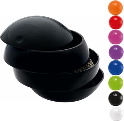 Cosmetische organizer Bowl Beauty opbergdoos voor make-up en sieraden met 3 vakken 16 x 14 cm zwart