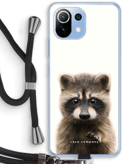 Case Company® - Hoesje met koord geschikt voor Xiaomi Mi 11 Lite hoesje met Koord - Rocco - Telefoonhoesje met Zwart Koord - Bescherming aan alle Kanten en Over de Schermrand