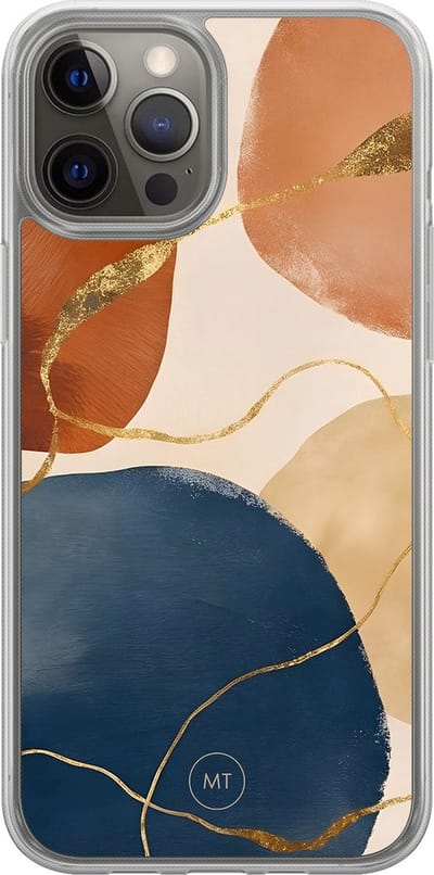 Hybride hoesje geschikt voor iPhone 12- Abstract harmony - Extra bescherming - Luxe beschermhoes - TPU case - Transparant, Multi - Mooie Telefoonhoesjes