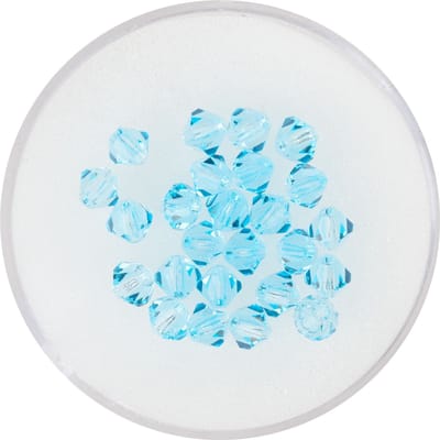 Glas geslepen glitterkralen, 4 mm - Aqua