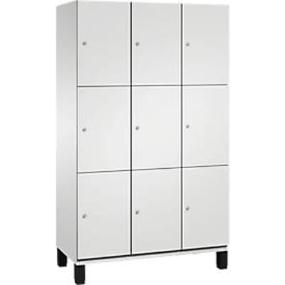 C+P Cambio lockerkast, 3 vakken, 9 vakken, op poten, B 1200 x D 525 x H 1980 mm, lichtgrijs
