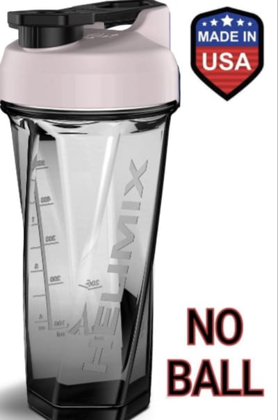HELIMIX Shake Beker - 828 ML Eiwitshaker - Fitness Sport Shake Smoothie Beker Fles Bidon - ZONDER Bal- Kleur Bubble Gum - Doorzichtig