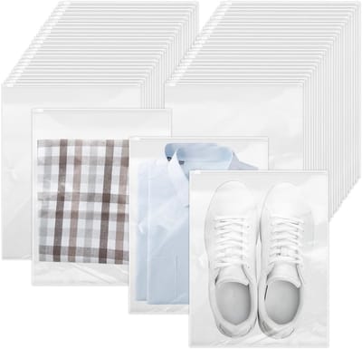 Herbruikbare waterdichte ritszakken 40 x 30 cm - 50 stuks grote opbergzakken voor schoenen, kleding en cosmetica