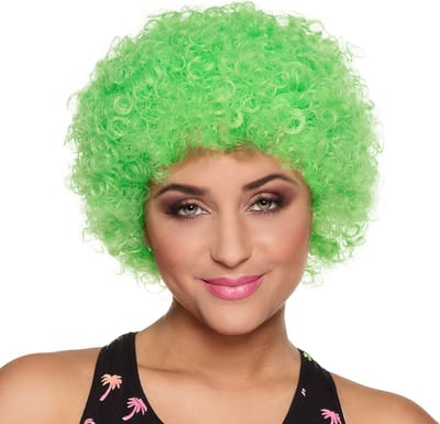Boland - Pruik Pop groen Groen - Afro - Kort - Unisex - Clown - 80's & 90's - Disco