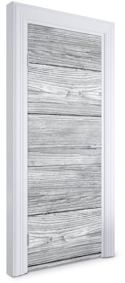 Wallfluent Deursticker - Houten vloer Deurfolie - 75 x 205 cm - Grijs Deur plakfolie - Moderne Deur Sticker - Imitatietextuur Deurbehang Sticker - Deursticker voor de Badkamer - Deur Sticker
