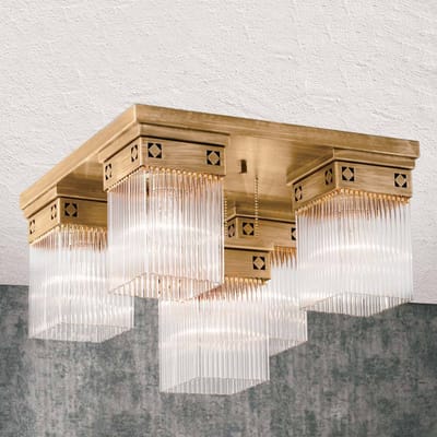 ORION Plafondlamp Frieda massief messing met 5 lichtbr.