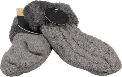 Dames Wanten Teddy - Kabel Motief - Gebreid - Dubbel Gevoerd - Donker Grijs