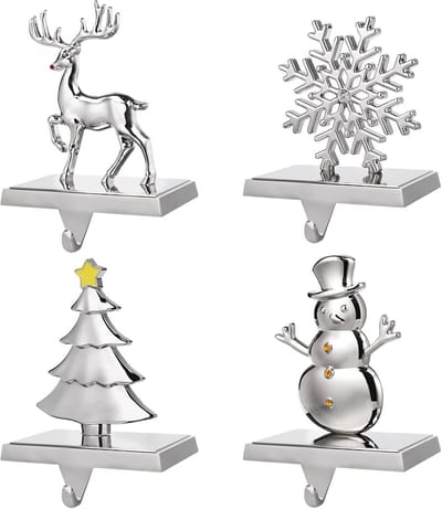 4 stuks Kerstsok Hangers voor Open Haard, Haken voor Kerstkousen Decoratie