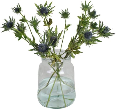 Hakbijl Glass Boemenvaas - Transparante/grijs - gerecycled glas - 19 x 23 cm - bloemen/takken
