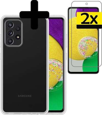 Hoesje - Met 2x Screenprotector - Geschikt voor Samsung Galaxy A52s 5G - Sterk & Shockproof - Back Cover - Siliconen Case - Telefoon Hoes - Telefoonhoesjes - Transparant