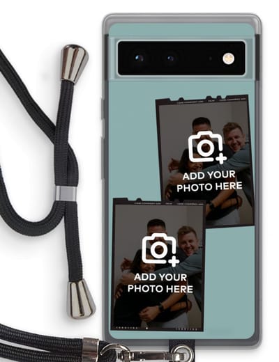 Gepersonaliseerd - Case Company® - Hoesje met koord geschikt voor Google Pixel 6 hoesje met Koord - Polaroid Zwart - Telefoonhoesje met Zwart Koord - Bescherming aan alle Kanten en Over de Schermrand