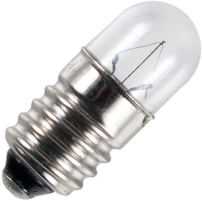 Signaallamp E10 6V 1W - 166 mAh - Per stuk - T9 Gloeilamp Ø9mm - 23mm - 2500K - Dimbaar