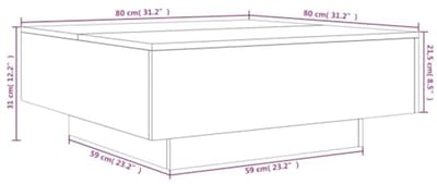 Koffietafel - Bijzettafel Salon - Woonkamer Inrichten - Modern Design - 80x80x31 cm - Wit
