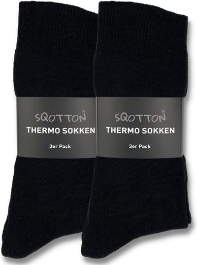 6 paar Thermosokken - SQOTTON - Zwart - Maat 47-50