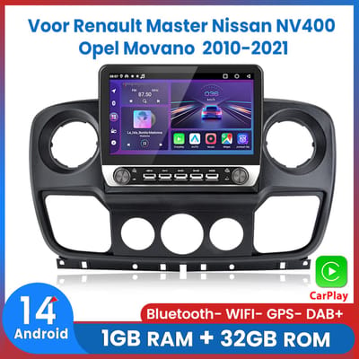 Awesafe 10.1 Inch Autoradio - Geschikt Voor Renault Master / Nissan NV400 / Opel Movano 2010 t/m 2021 - Apple Carplay & Android Auto - 1+32GB - GPS Navigatie RDS - Bluetooth & Wifi