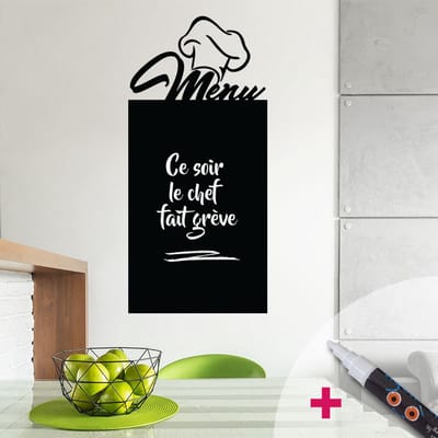 Schoolbordsticker - uitwisbare zelfklevende muurstickers - CHEF'S MENU + WITTE VLOEIBARE KRIJT - 160x75cm