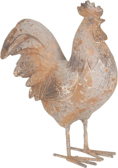 Clayre & Eef Beeld Haan 19x9x24 cm Grijs Bruin Polyresin