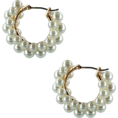 OTAZU Estate Mini Pearl Hoops Cream Size: OS | Earrings Outlet | Dames | Wit