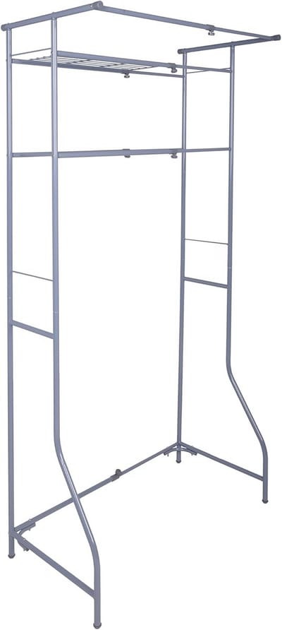 Uittrekbaar Wasmachine Rek bovenbouw Grijs - Metalen Opbergrek 170x60-90cm - Badkamer & Wasruimte Organizer met 2 Planken
