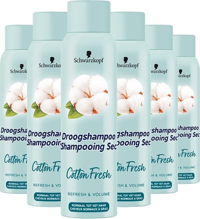 Schwarzkopf Droogshampoo Cotton Fresh - Haarstyling - Lichter en Luchtiger Haar - Frisheid - Normal Tot Vet Haar - Voordeelverpakking - 6 x 150 ml