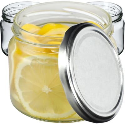KADAX Inmaakpotten met schroefdeksel, jampotten, 330 ml, voorraadpotten voor jam, honing, potten met schroefsluiting, zilver, 10 stuks