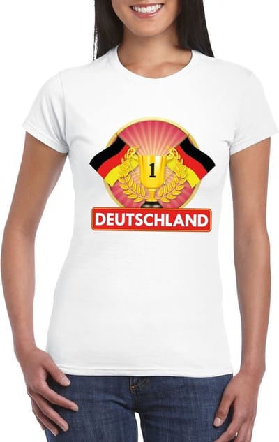 Wit Duits kampioen t-shirt dames - Duitsland supporter shirt S