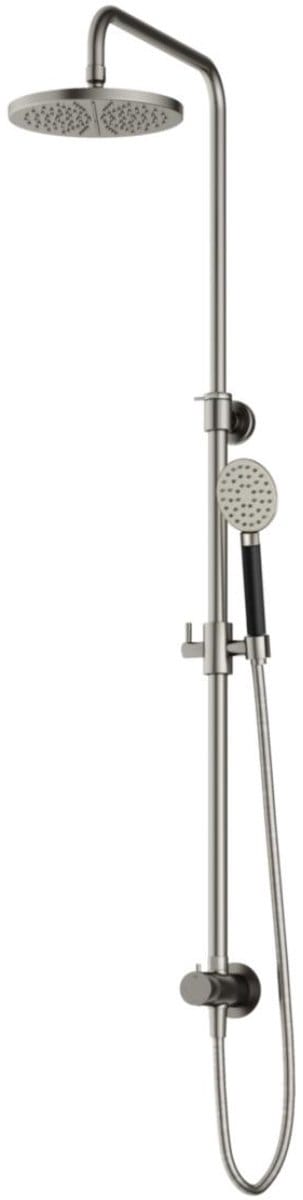 Hotbath Cobber - Stortdoucheset - 200 mm Hoofddouche - 360 mm Hartafstand - Glijstang - Rond Model Handdouche - Geborsteld Nikkel - Opbouw - 1/2 Inch Aansluiting - V01
