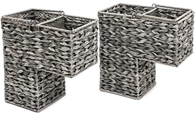 Kunststof Rieten Opslag Mand Set 14,5 inch met Handgrepen - 2 Stuks