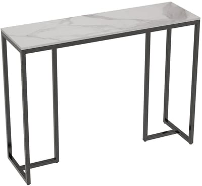 Stervia Consoletafel - Haltafel - Gangtafel - Bijzettafel - Salontafel - Marmeren Print - Belastbaarheid 30 KG - Zwart/Wit - 100 x 30 x 78,5 cm