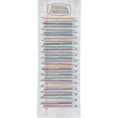 Stationnement Stylo Distributeur de Stylo Imperméable Poche de Stationnement avec 32 Poches pour Fournitures Scolaires Maternelles Blanc 69x25cm 69x25cm blanc