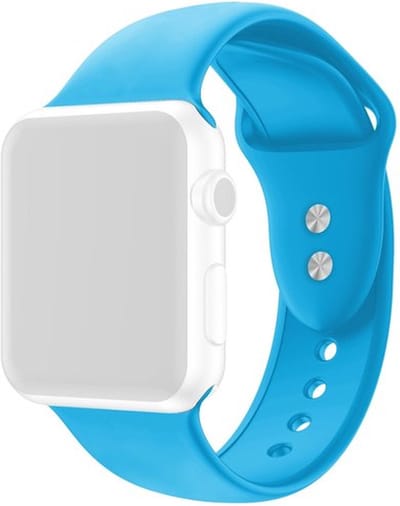 By Qubix - Geschikt voor Apple Watch bandje - Siliconen sportbandje - Blauw - Dubbele druksluiting - Geschikt voor Apple Watch 44mm / 45mm / 46mm / 49mm (Ultra 1,2 en 3) - siliconen sport bandje - smartwatchbandje